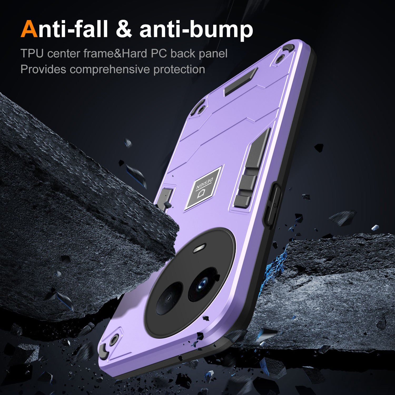 For Realme 11 5G (Global) / 11x 5G Case Shock Absorption PC+TPU 2-in-1 Phone Cover  - Purple