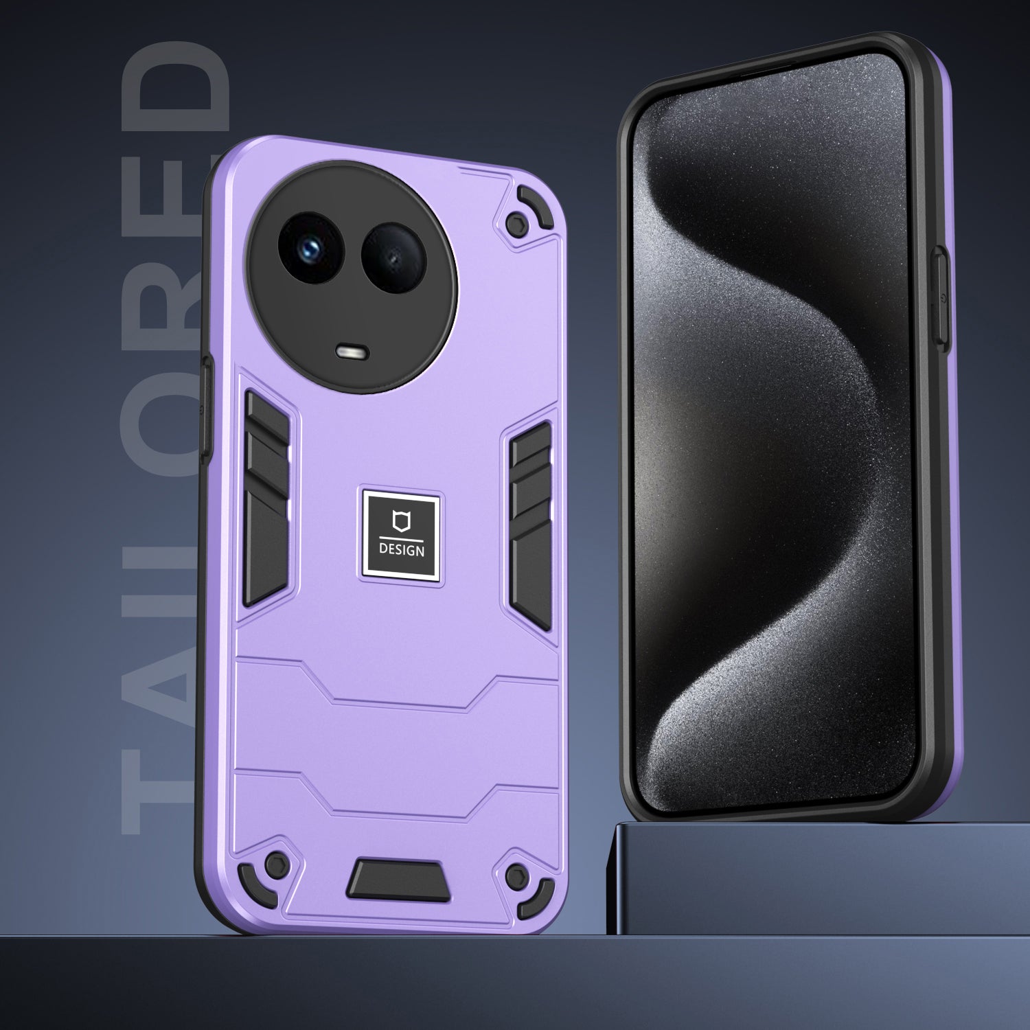 For Realme 11 5G (Global) / 11x 5G Case Shock Absorption PC+TPU 2-in-1 Phone Cover  - Purple