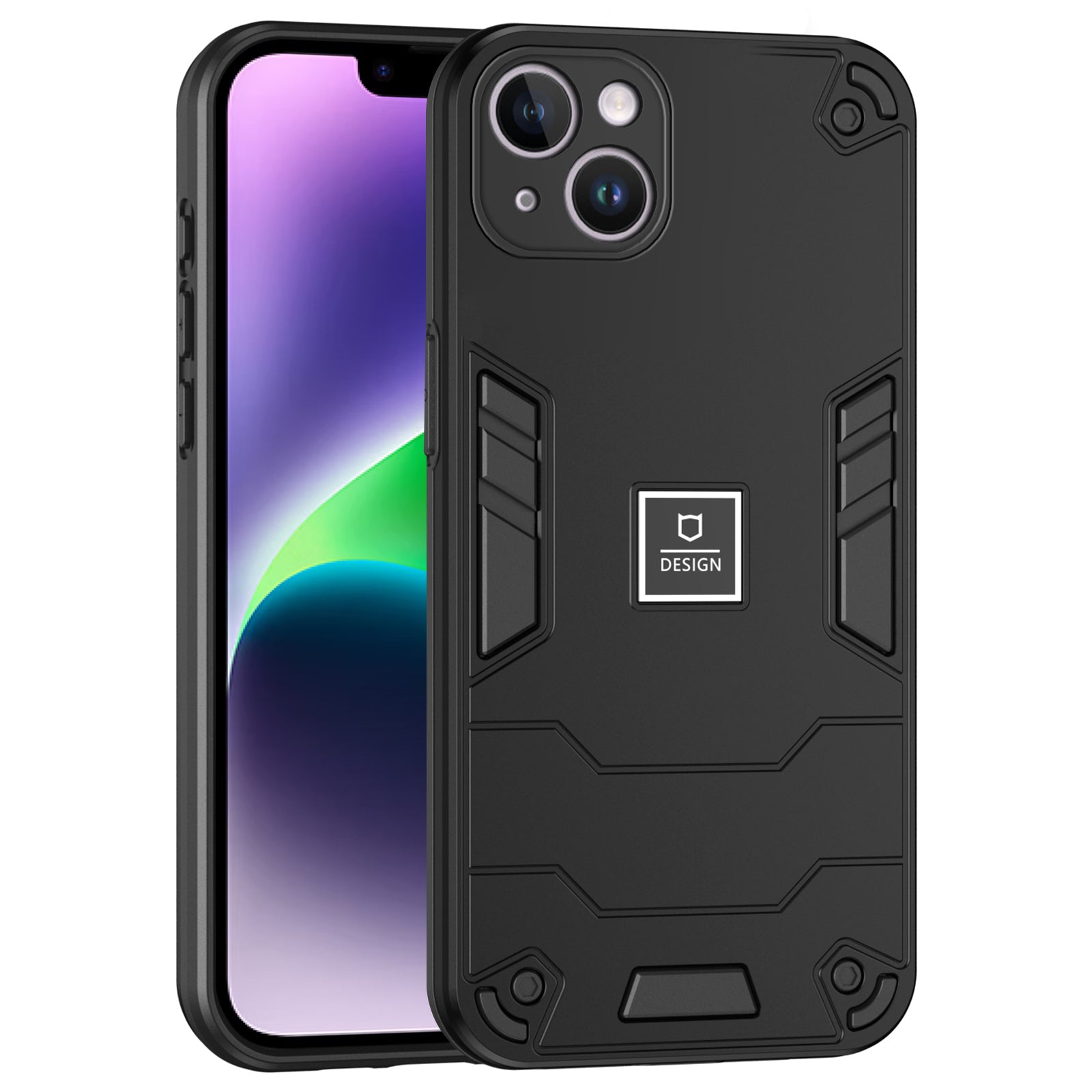 For iPhone 14 Plus Phone Case Protective Rugged PC+TPU Back Cover - Navy Blue