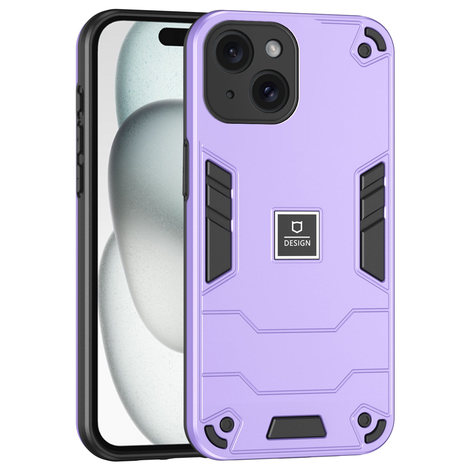 For iPhone 15 Phone Case Anti Silp PC+TPU Protection Cover - Navy Blue