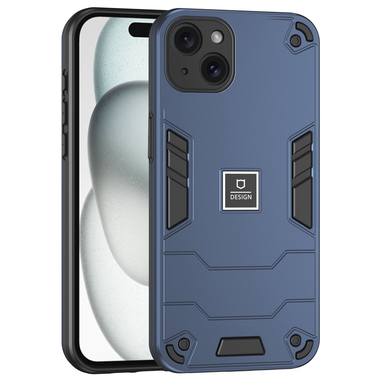 For iPhone 15 Plus Case Hybrid Phone Cover Hard PC Back + Flexible TPU Frame - Black