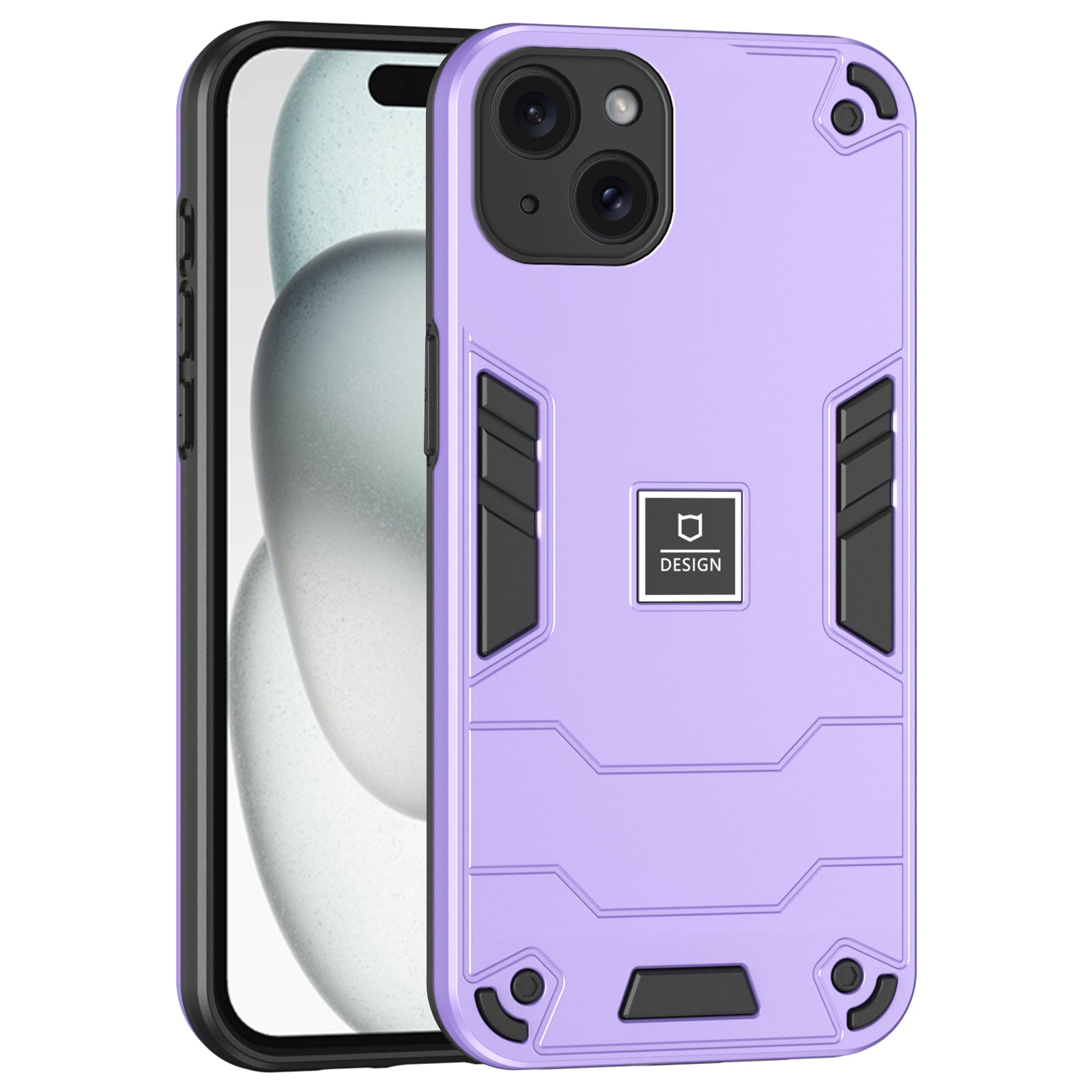 For iPhone 15 Plus Case Hybrid Phone Cover Hard PC Back + Flexible TPU Frame - Black