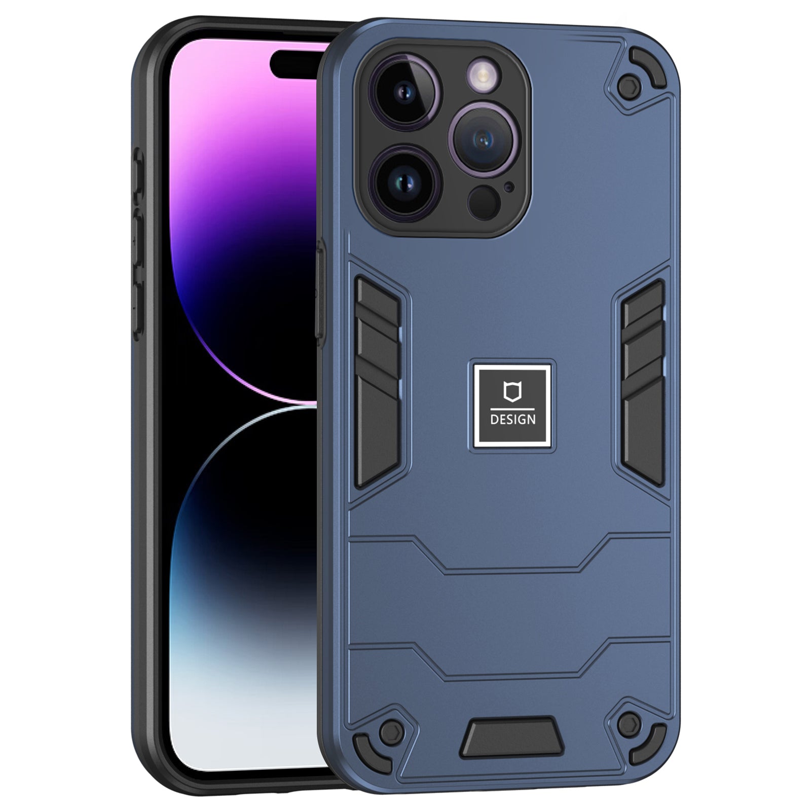 For iPhone 14 Pro Max Armor Shockproof Case Hard PC Soft TPU Dual Layer Hybrid Phone Cover - Black