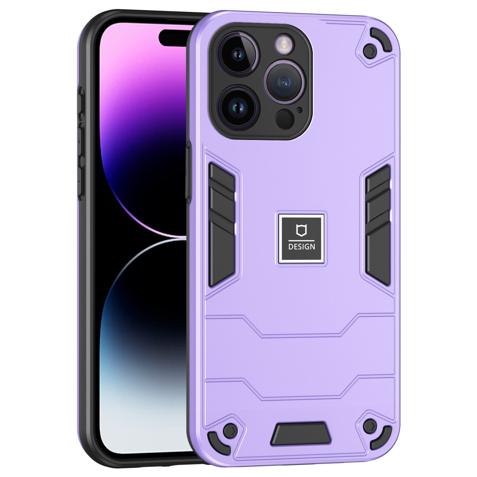 For iPhone 14 Pro Max Armor Shockproof Case Hard PC Soft TPU Dual Layer Hybrid Phone Cover - Black