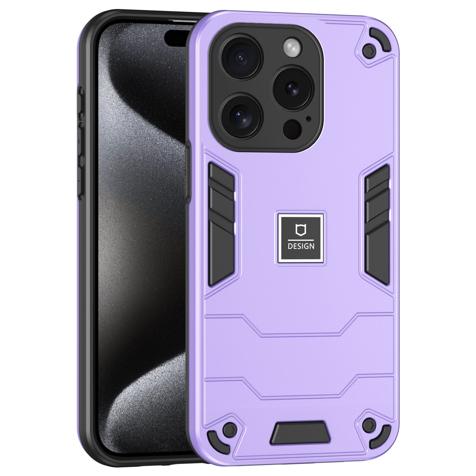 For iPhone 15 Pro Phone Case Dual Layer Shockproof Protection Cover - Purple