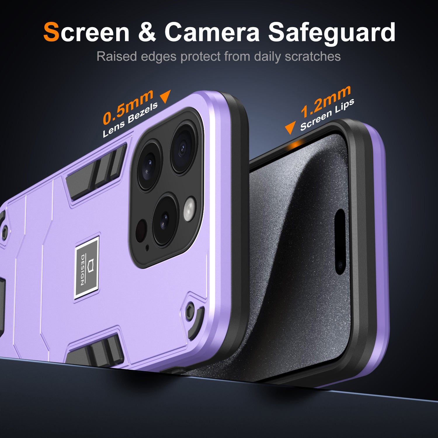 For iPhone 15 Pro Phone Case Dual Layer Shockproof Protection Cover - Purple