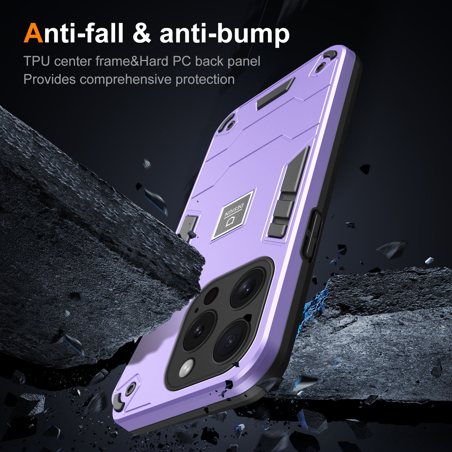 For iPhone 15 Pro Phone Case Dual Layer Shockproof Protection Cover - Purple