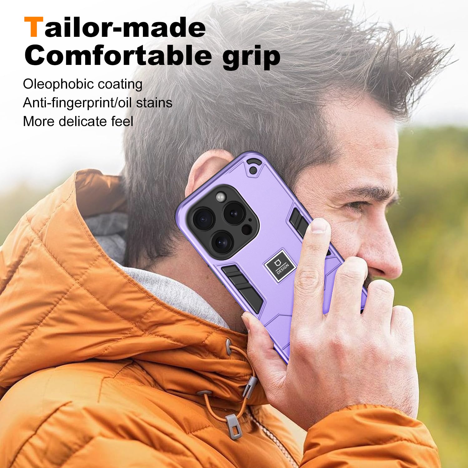 For iPhone 15 Pro Phone Case Dual Layer Shockproof Protection Cover - Purple