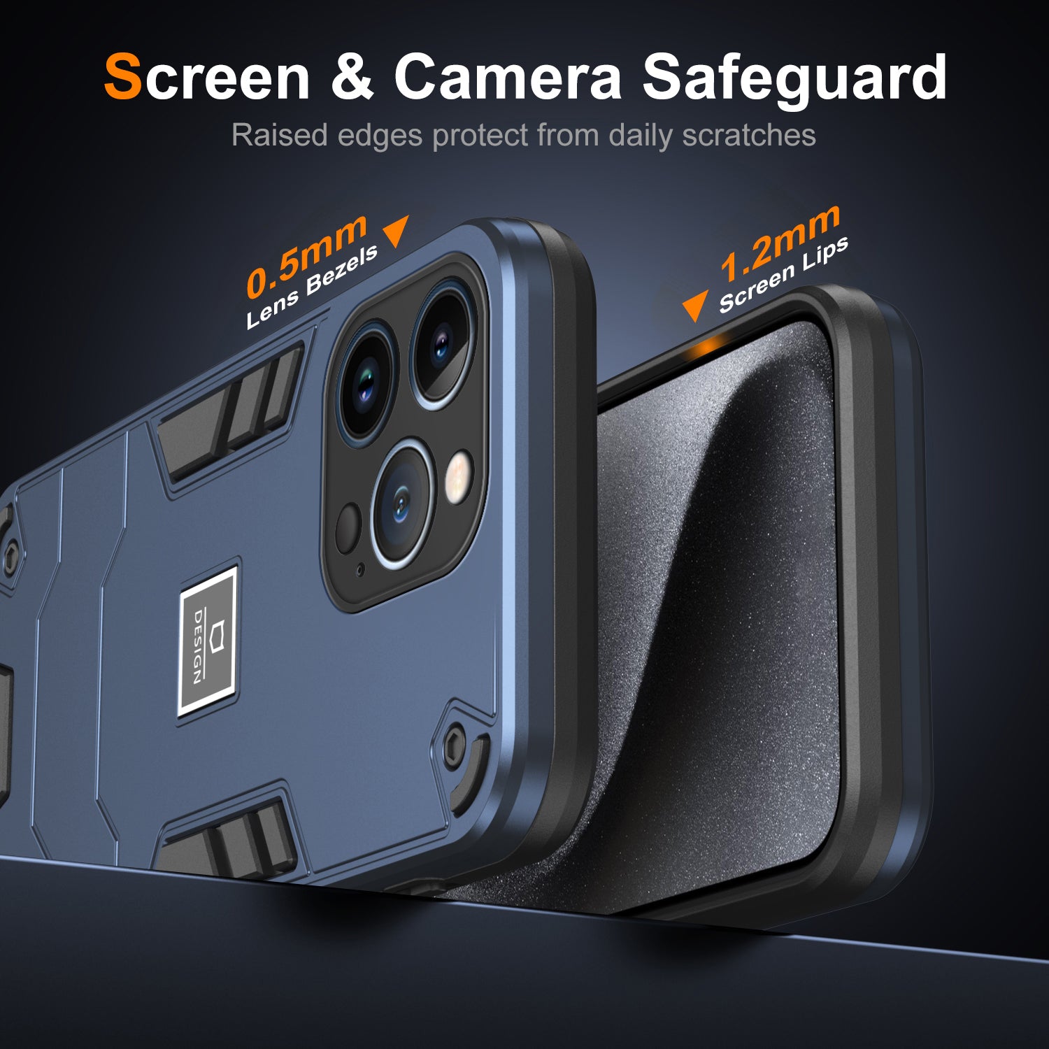 For iPhone 13 Pro Phone Case 2 in 1 Hybrid Hard PC Soft TPU Cover - Navy Blue