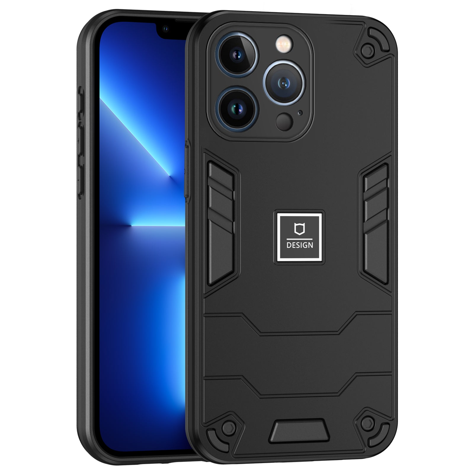 For iPhone 13 Pro Phone Case 2 in 1 Hybrid Hard PC Soft TPU Cover - Navy Blue