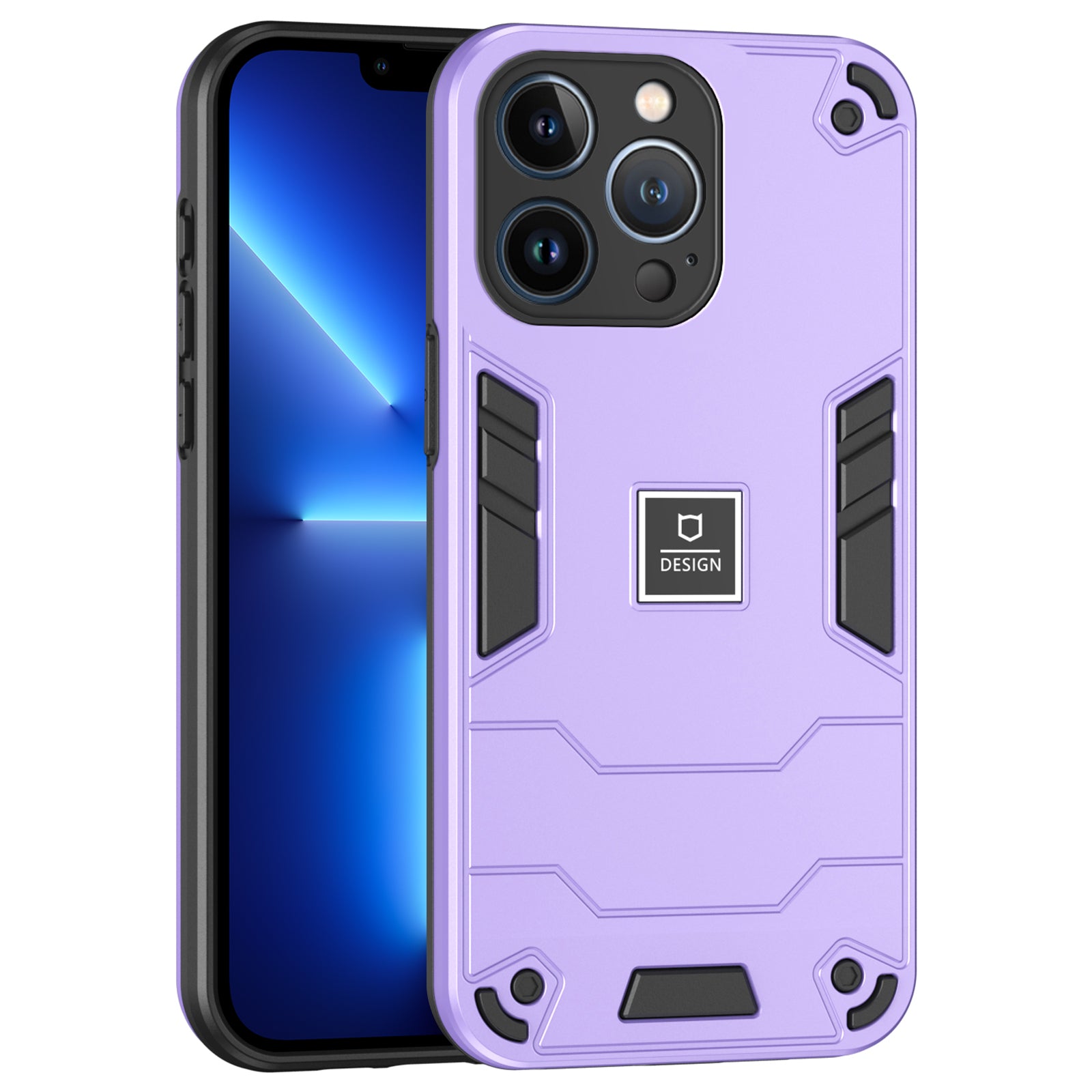 For iPhone 13 Pro Phone Case 2 in 1 Hybrid Hard PC Soft TPU Cover - Navy Blue
