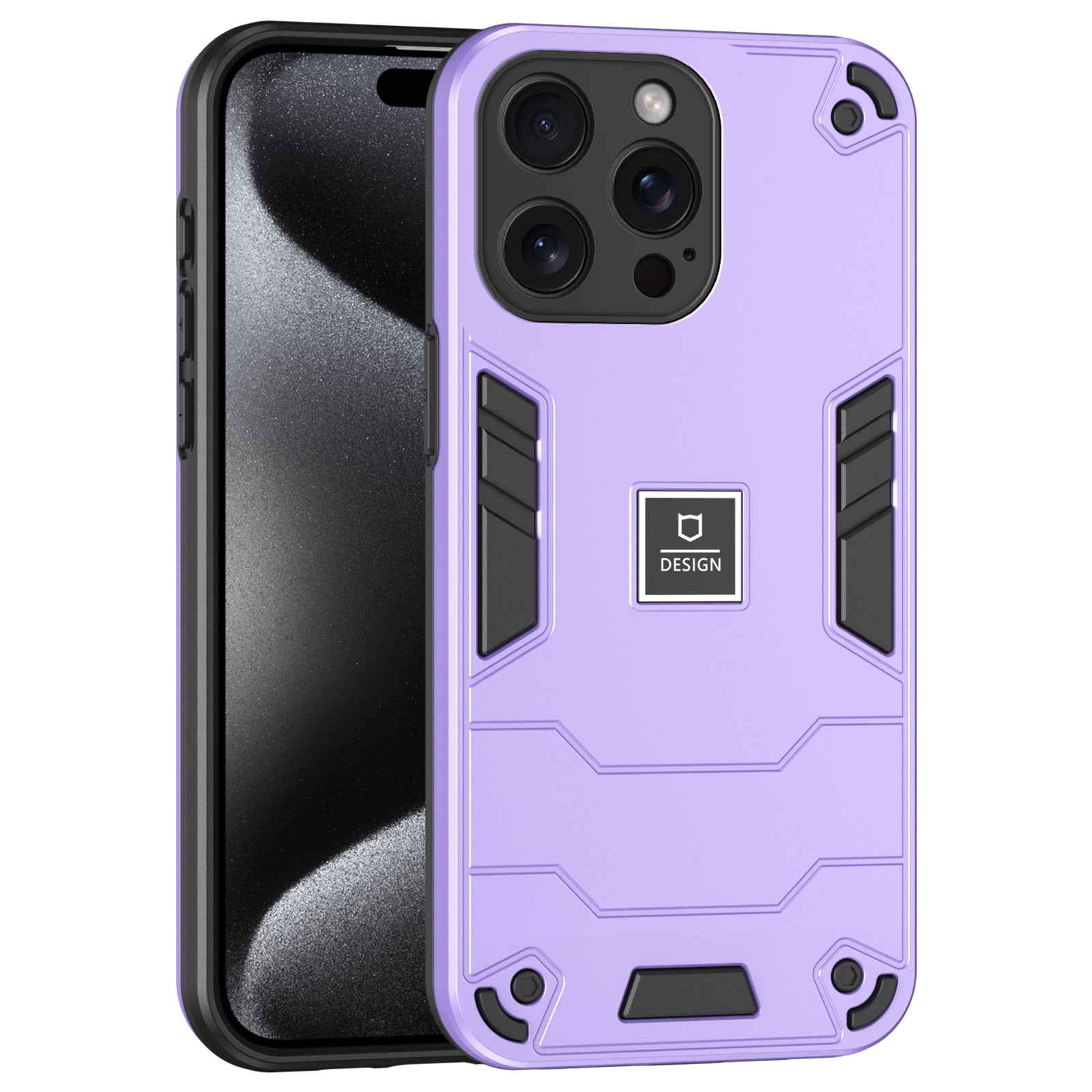 For iPhone 15 Pro Max Phone Case Dual Layer Hard PC + Soft TPU Protective Cover - Navy Blue