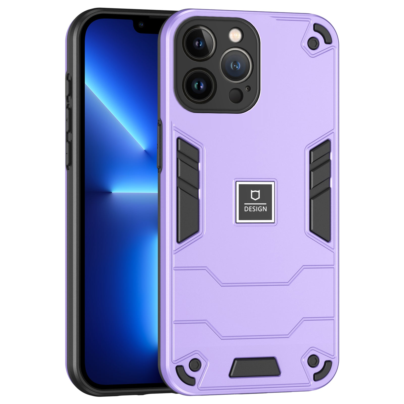 For iPhone 13 Pro Max Phone Case Dual Layer Hard PC + Soft TPU Shockproof Tough Cover - Purple