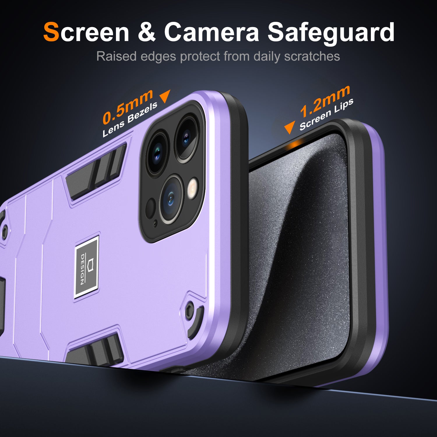 For iPhone 13 Pro Max Phone Case Dual Layer Hard PC + Soft TPU Shockproof Tough Cover - Purple