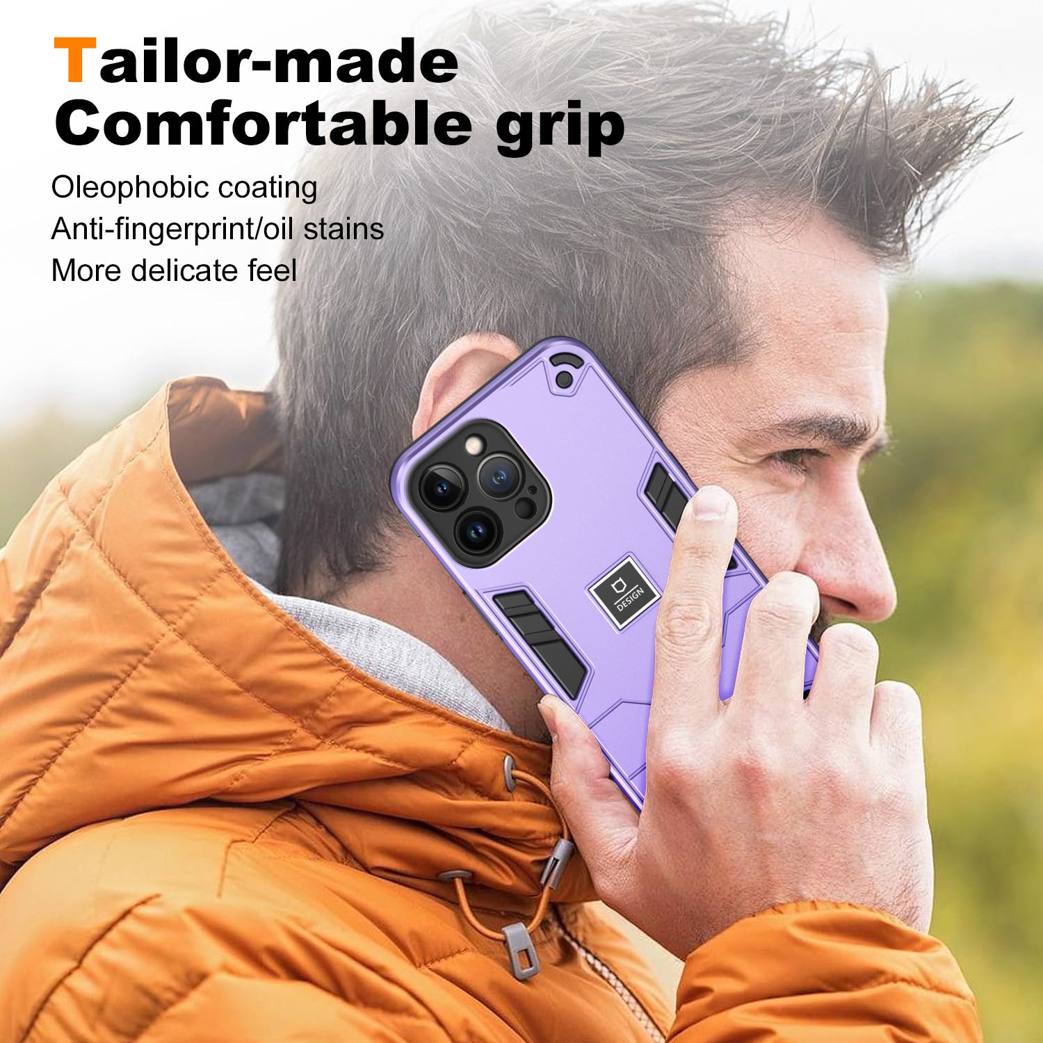 For iPhone 13 Pro Max Phone Case Dual Layer Hard PC + Soft TPU Shockproof Tough Cover - Purple