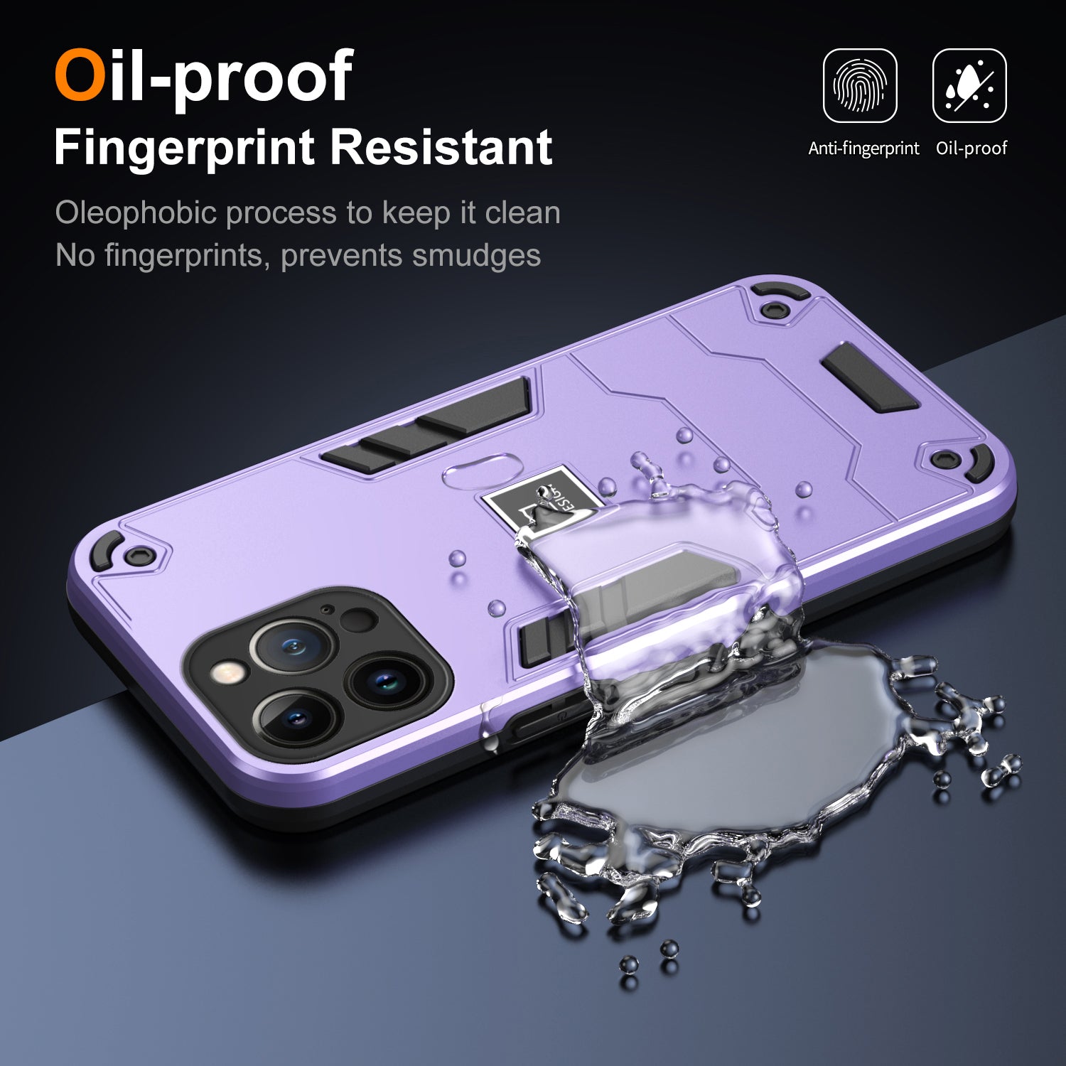 For iPhone 13 Pro Max Phone Case Dual Layer Hard PC + Soft TPU Shockproof Tough Cover - Purple