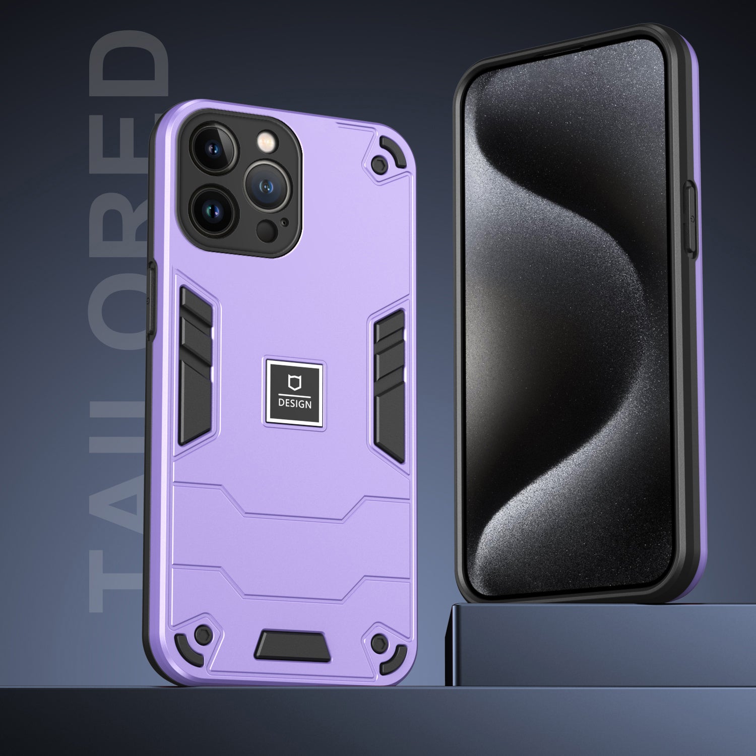For iPhone 13 Pro Max Phone Case Dual Layer Hard PC + Soft TPU Shockproof Tough Cover - Purple