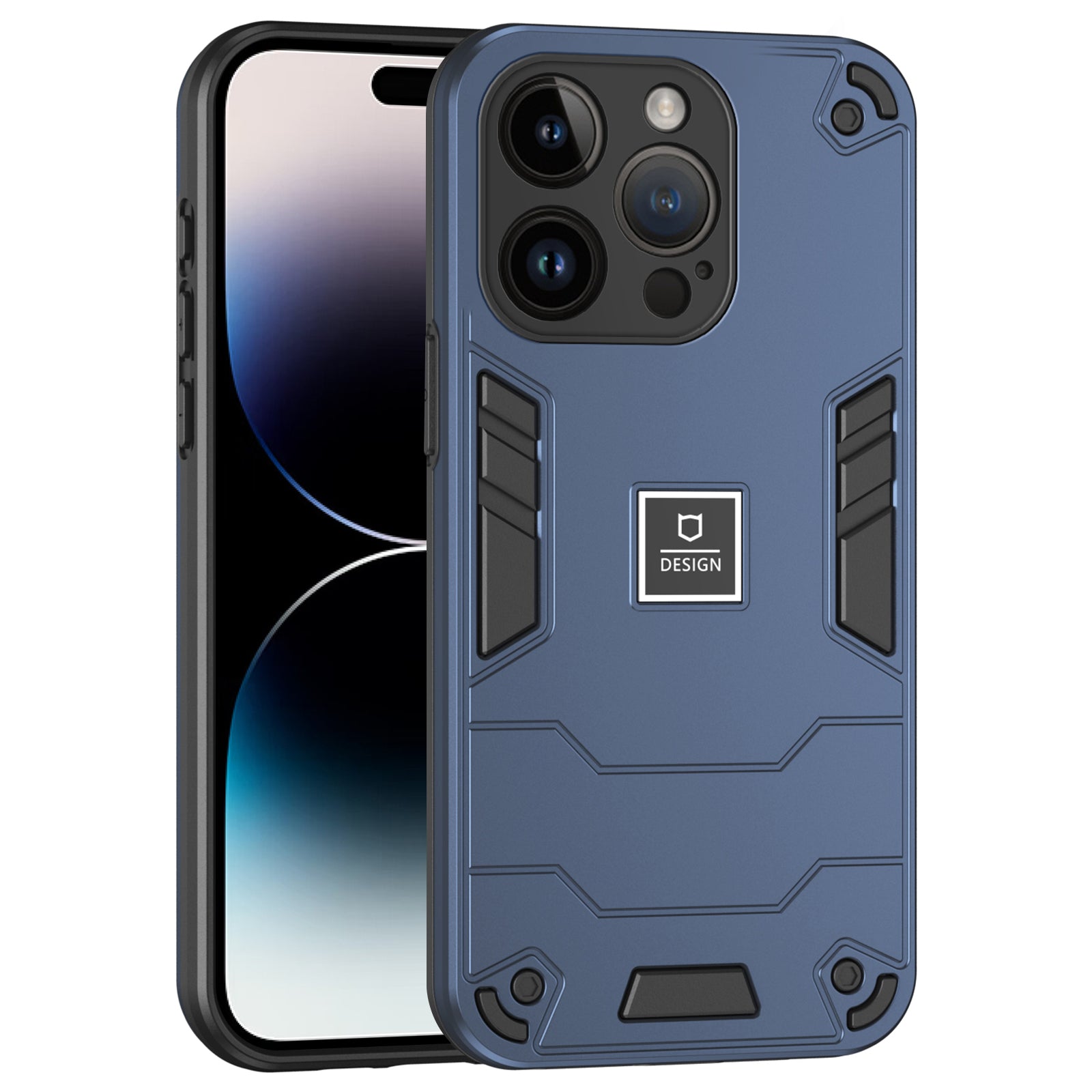 For iPhone 14 Pro Phone Case Shockproof Protective 2 in 1 Hybrid Cover - Black