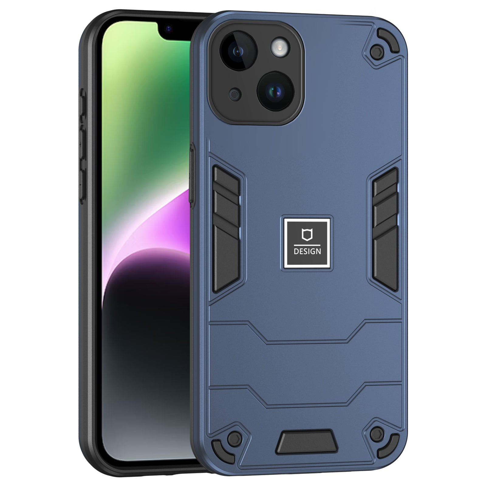 For iPhone 14 Phone Case Cover Hybrid Design Hard PC Back and Flexible TPU Frame - Black