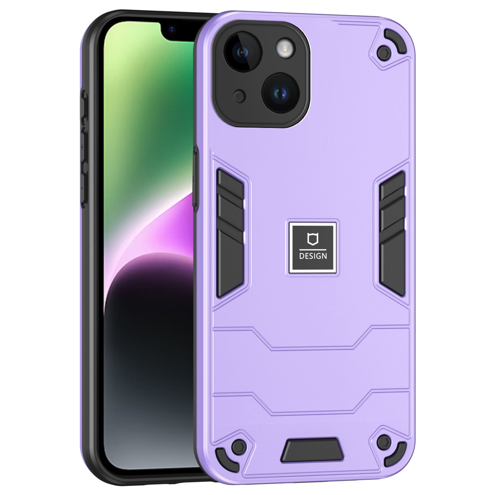 For iPhone 14 Phone Case Cover Hybrid Design Hard PC Back and Flexible TPU Frame - Black