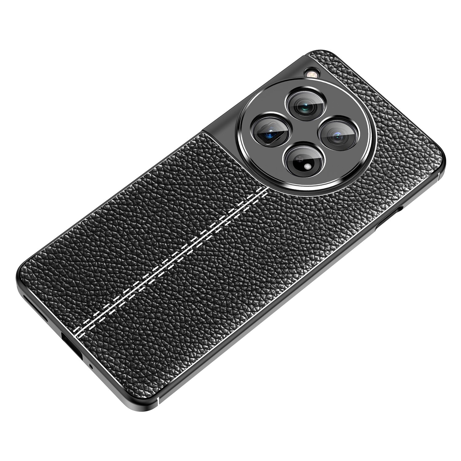 For OnePlus 12 5G Soft TPU Case Litchi Texture Protective Phone Cover - Black