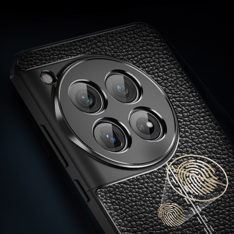 For OnePlus 12 5G Soft TPU Case Litchi Texture Protective Phone Cover - Black
