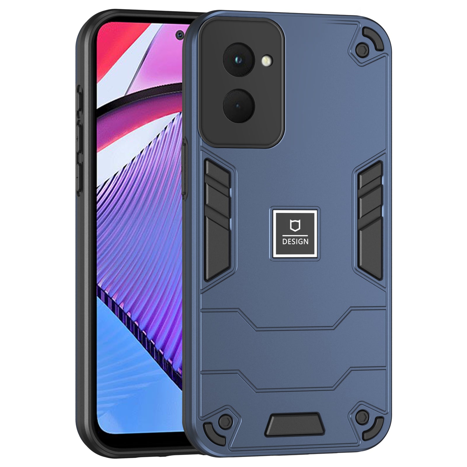 For Motorola Moto G Power (2024) Phone Case Rugged Tough Dual Layer Armor Cover - Navy Blue
