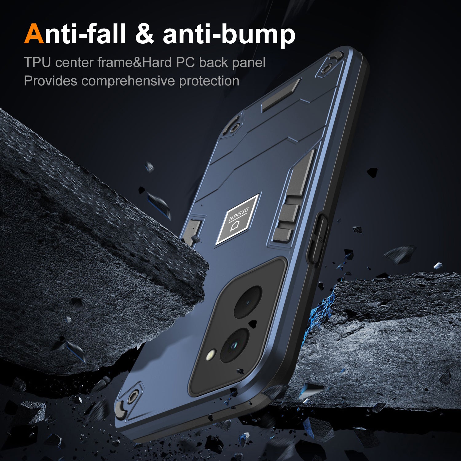 For Motorola Moto G Power (2024) Phone Case Rugged Tough Dual Layer Armor Cover - Navy Blue