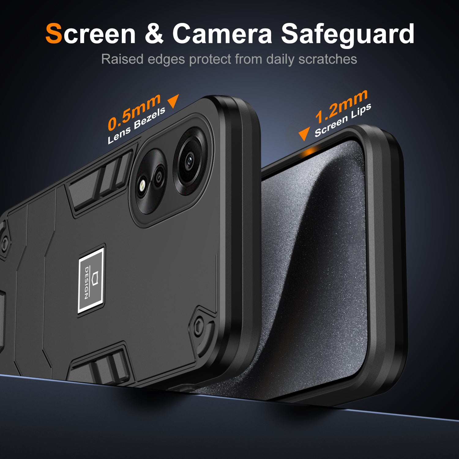 For Oppo A78 4G Case Protective PC+TPU Dual Layer Hybrid Phone Cover  - Black