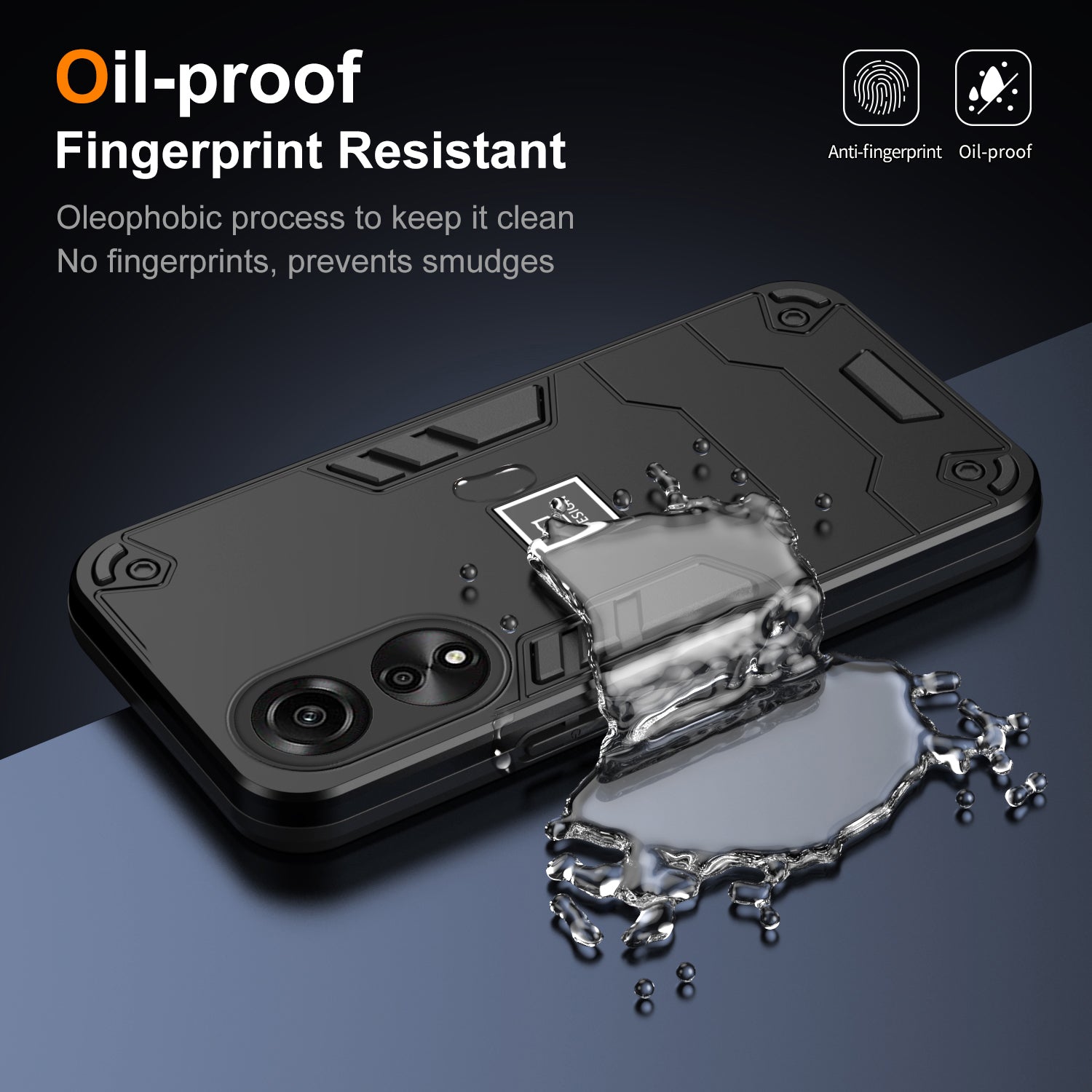 For Oppo A78 4G Case Protective PC+TPU Dual Layer Hybrid Phone Cover  - Black