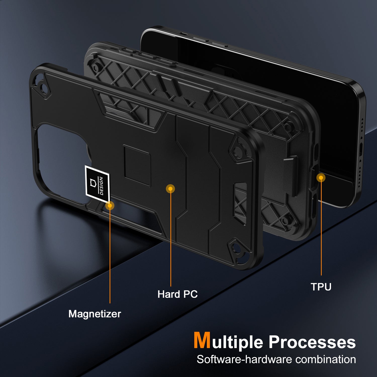 For Oppo A78 4G Case Protective PC+TPU Dual Layer Hybrid Phone Cover  - Black