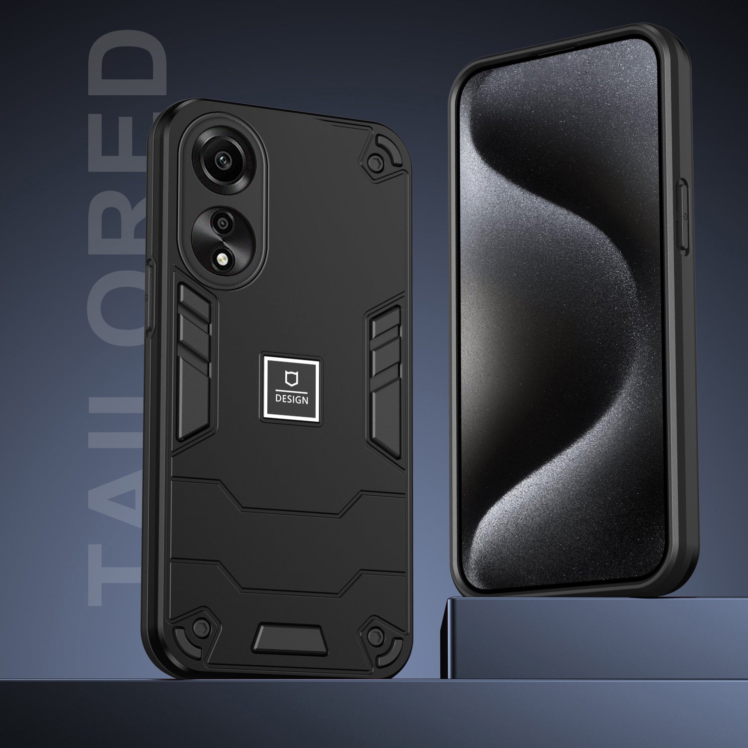 For Oppo A78 4G Case Protective PC+TPU Dual Layer Hybrid Phone Cover  - Black