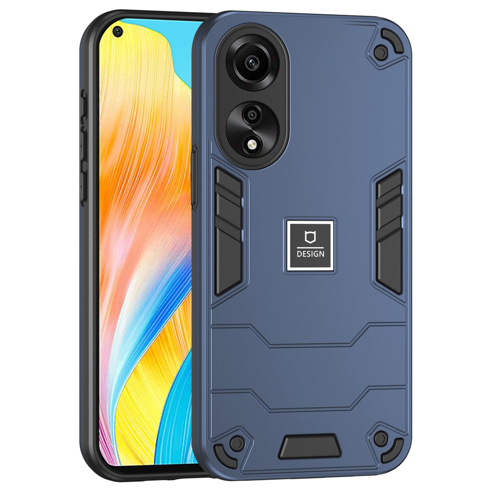 For Oppo A78 4G Case Protective PC+TPU Dual Layer Hybrid Phone Cover  - Black