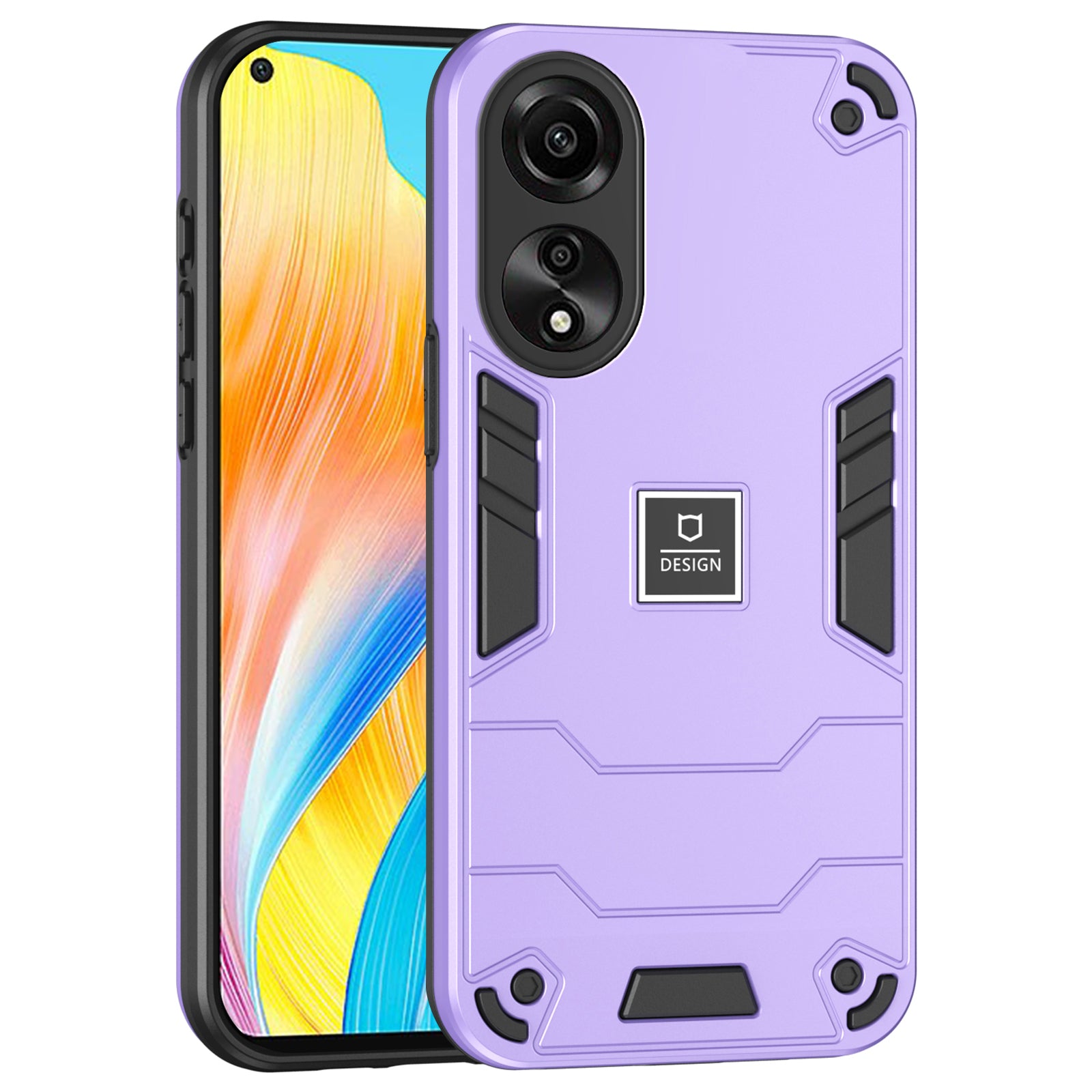 For Oppo A78 4G Case Protective PC+TPU Dual Layer Hybrid Phone Cover  - Black