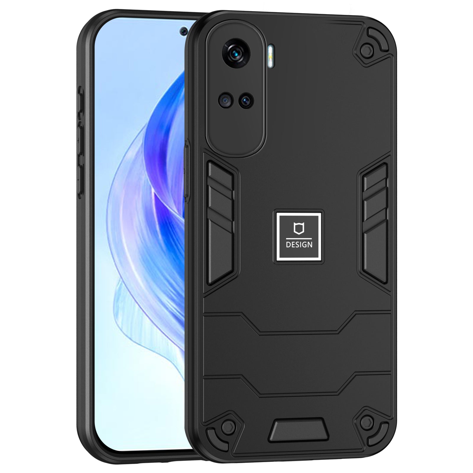 For Honor 90 Lite 5G Case Hybrid Dual Layer 2 in 1 Hard PC Soft TPU Phone Cover - Black