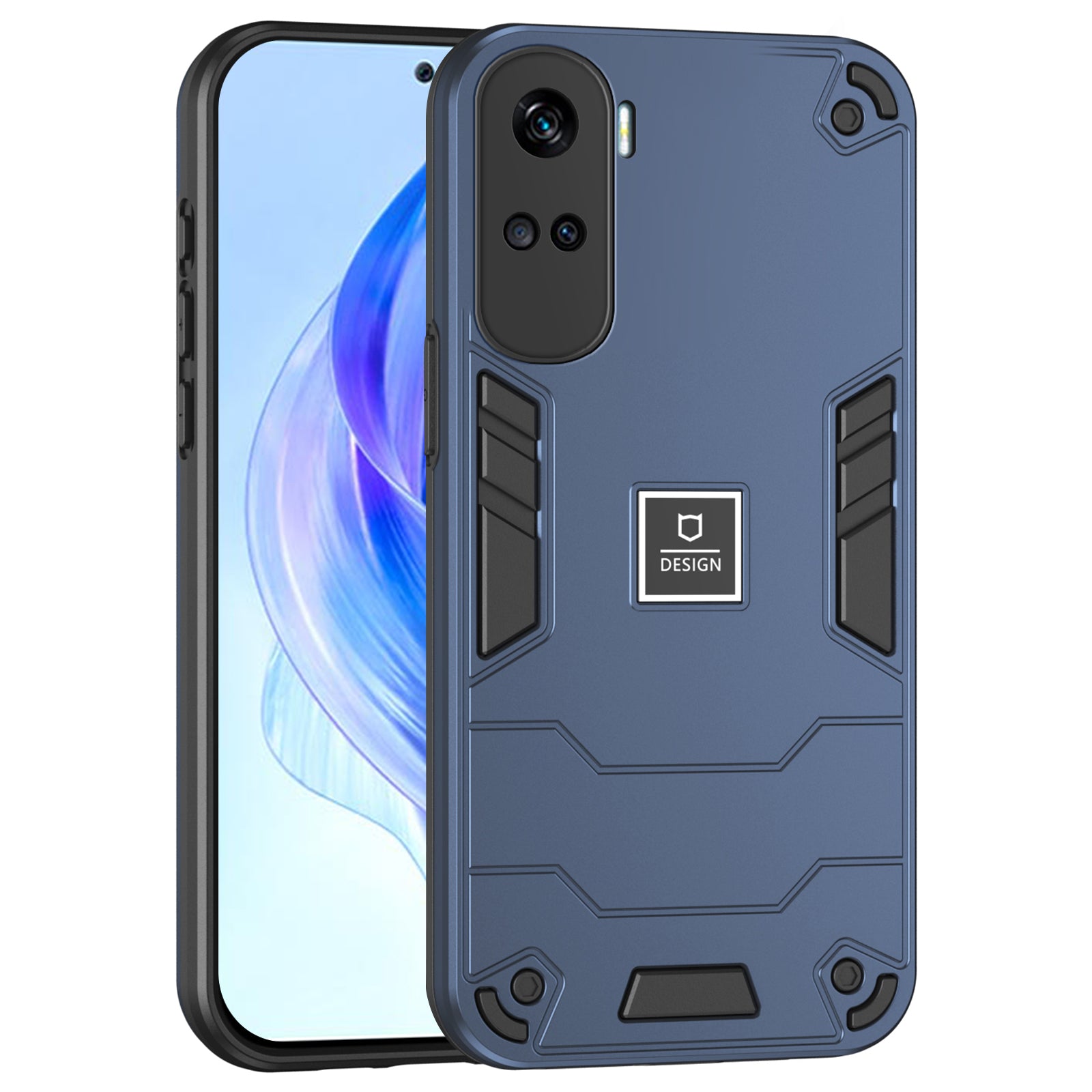 For Honor 90 Lite 5G Case Hybrid Dual Layer 2 in 1 Hard PC Soft TPU Phone Cover - Black