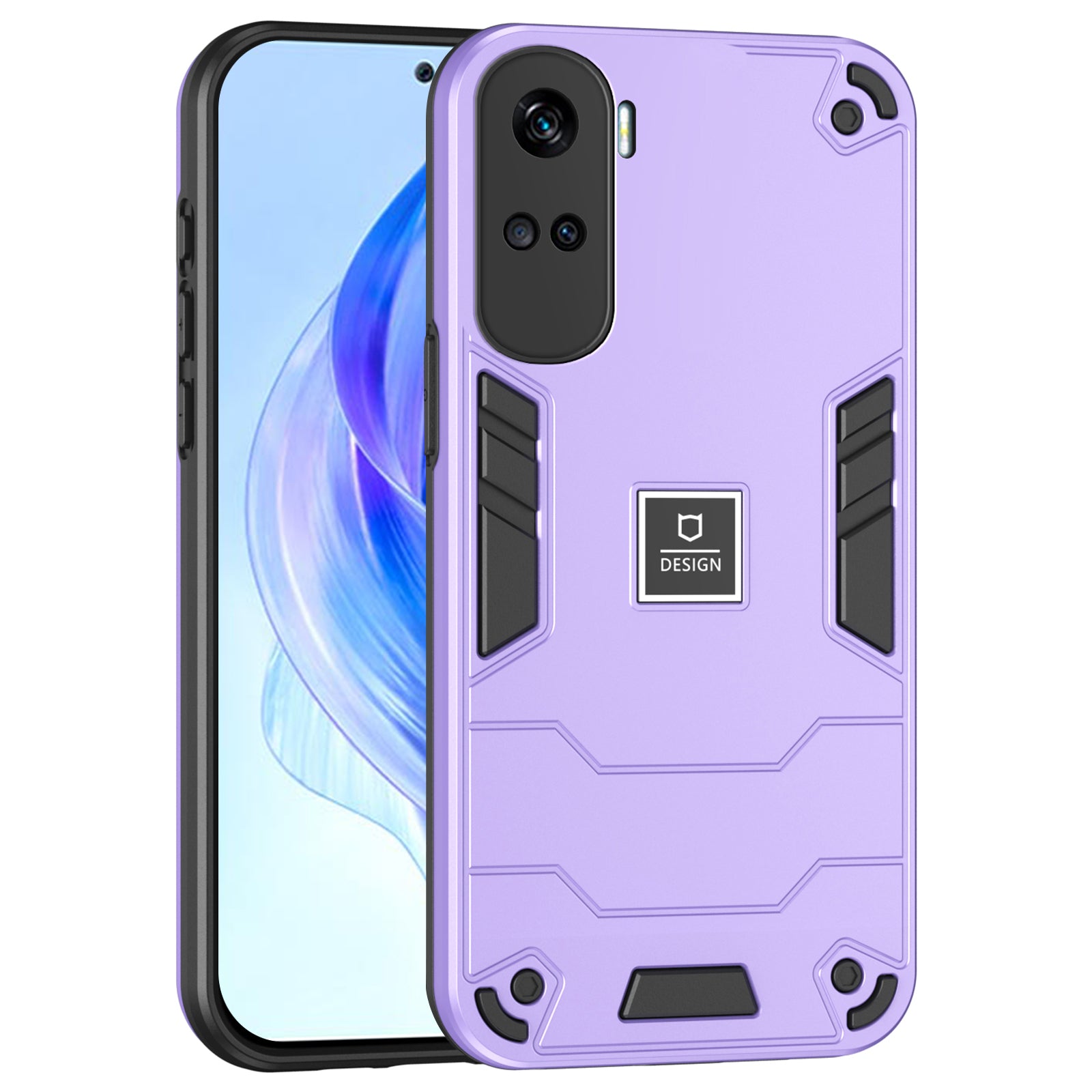 For Honor 90 Lite 5G Case Hybrid Dual Layer 2 in 1 Hard PC Soft TPU Phone Cover - Black