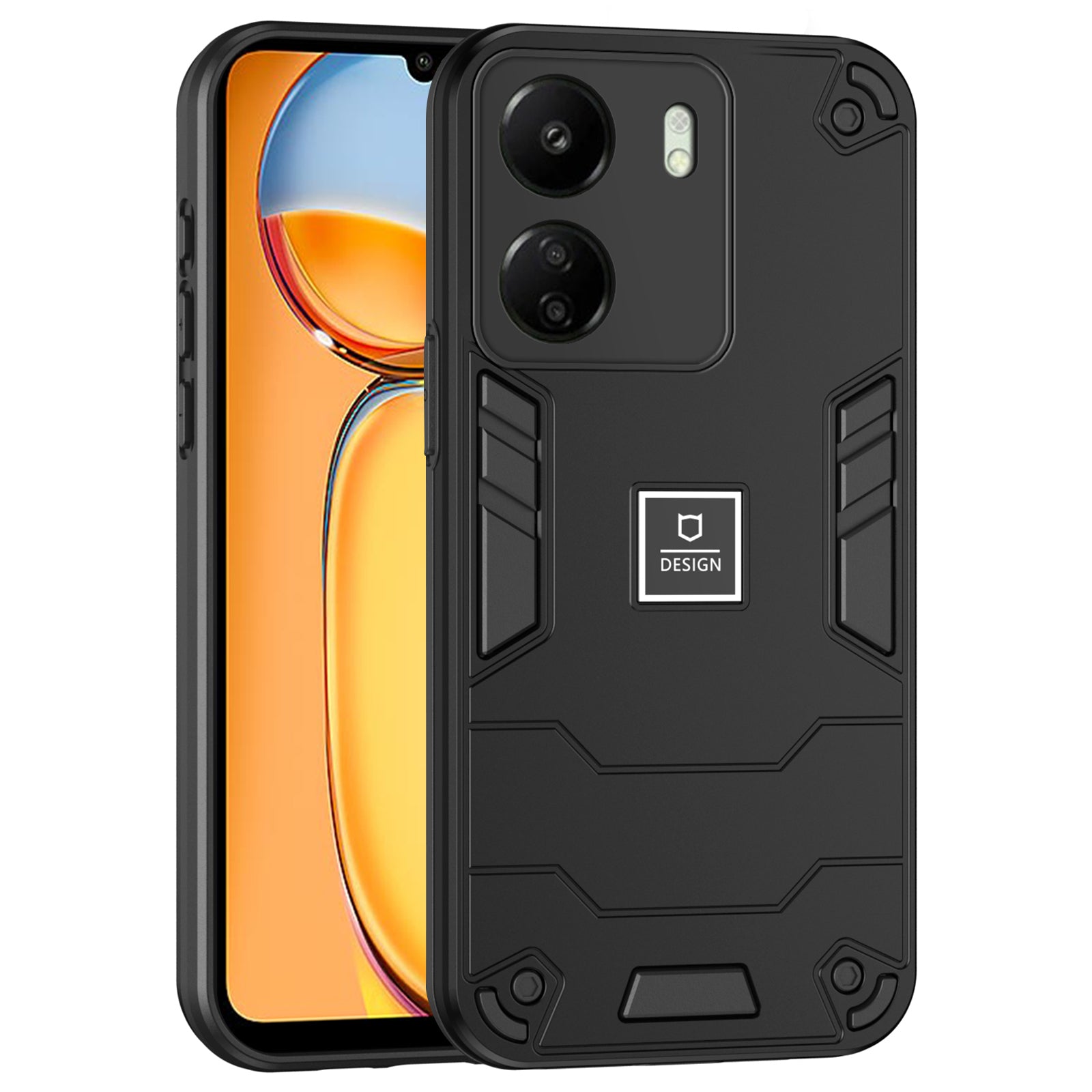 For Xiaomi Redmi 13C 4G / Poco C65 4G Case PC+TPU Dual Layers Phone Cover - Black