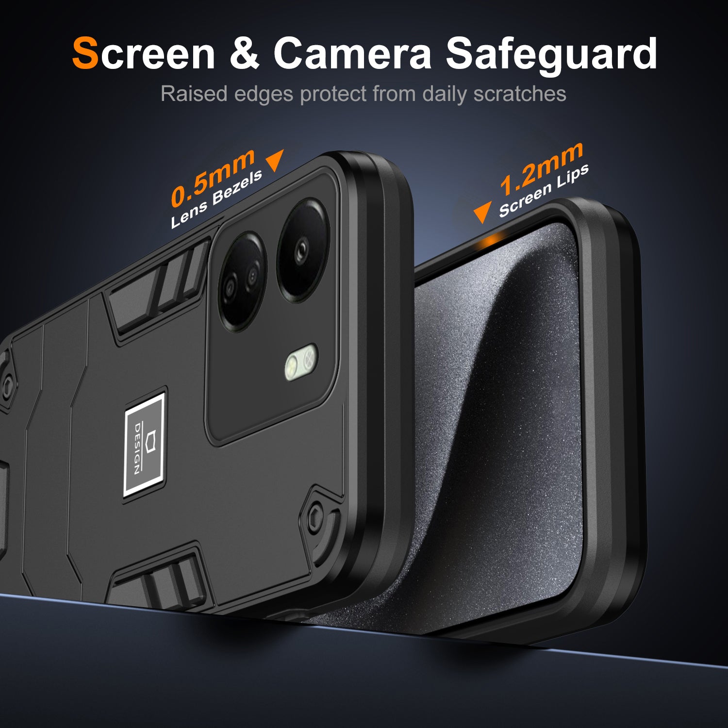 For Xiaomi Redmi 13C 4G / Poco C65 4G Case PC+TPU Dual Layers Phone Cover - Black