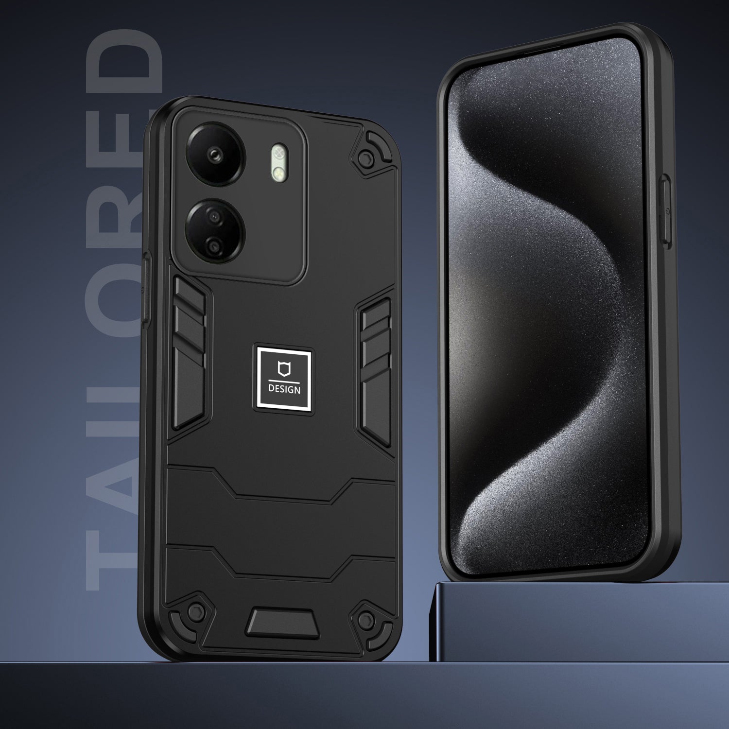 For Xiaomi Redmi 13C 4G / Poco C65 4G Case PC+TPU Dual Layers Phone Cover - Black