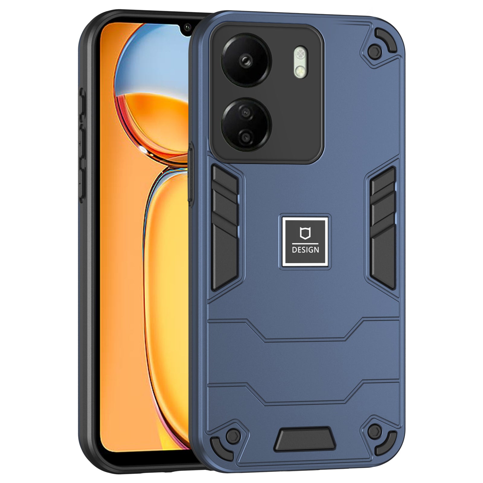 For Xiaomi Redmi 13C 4G / Poco C65 4G Case PC+TPU Dual Layers Phone Cover - Black