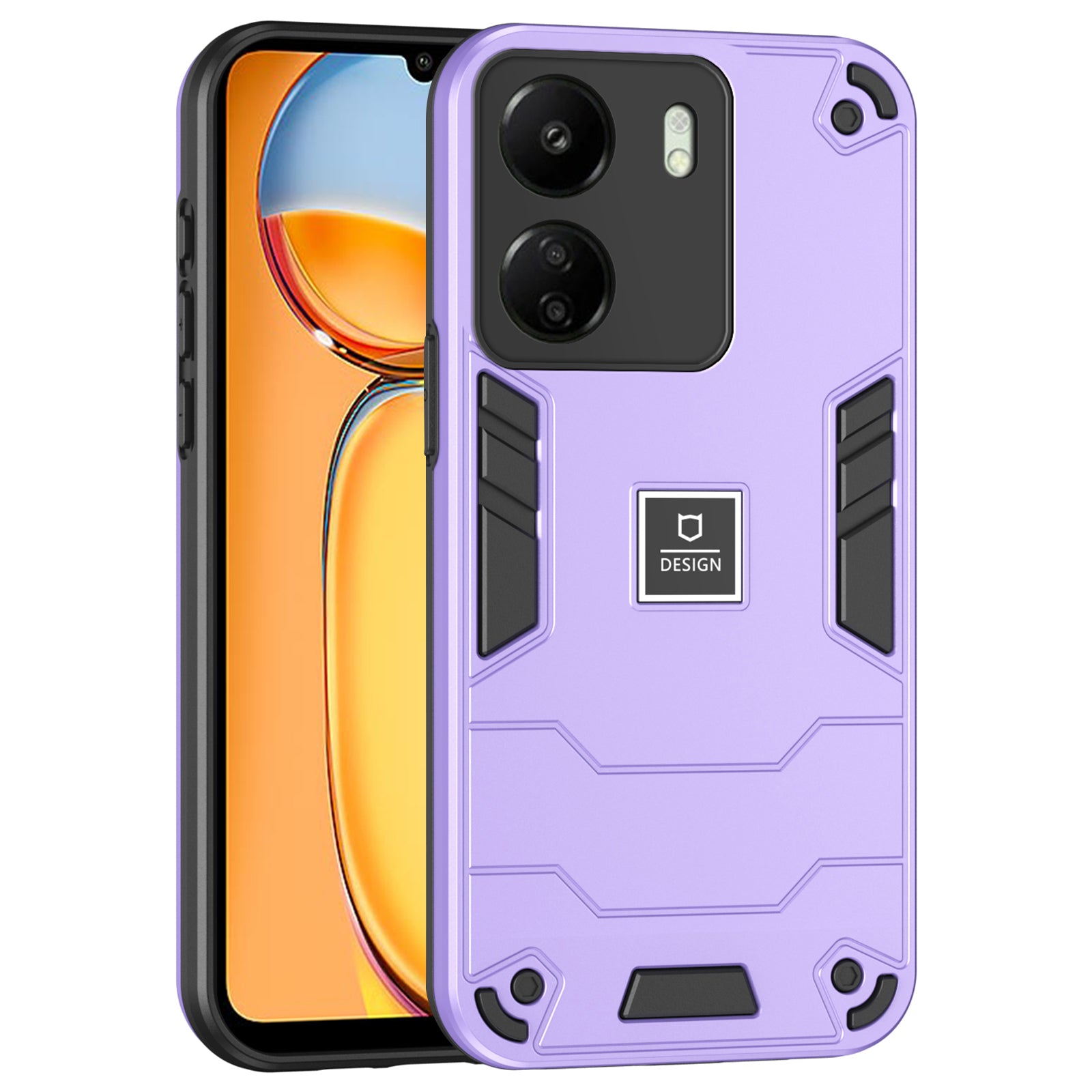 For Xiaomi Redmi 13C 4G / Poco C65 4G Case PC+TPU Dual Layers Phone Cover - Black