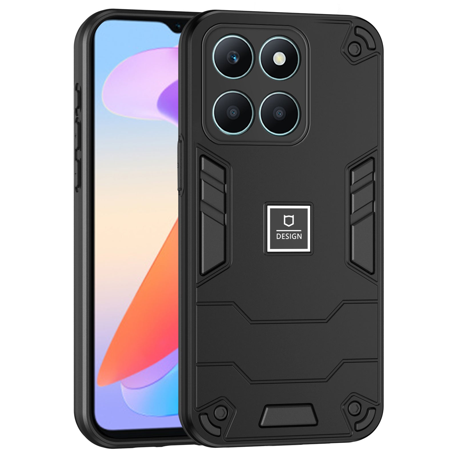For Honor X6a 4G Case Anti-slip Phone Cover Hard PC Back with Soft TPU Bumper - Navy Blue
