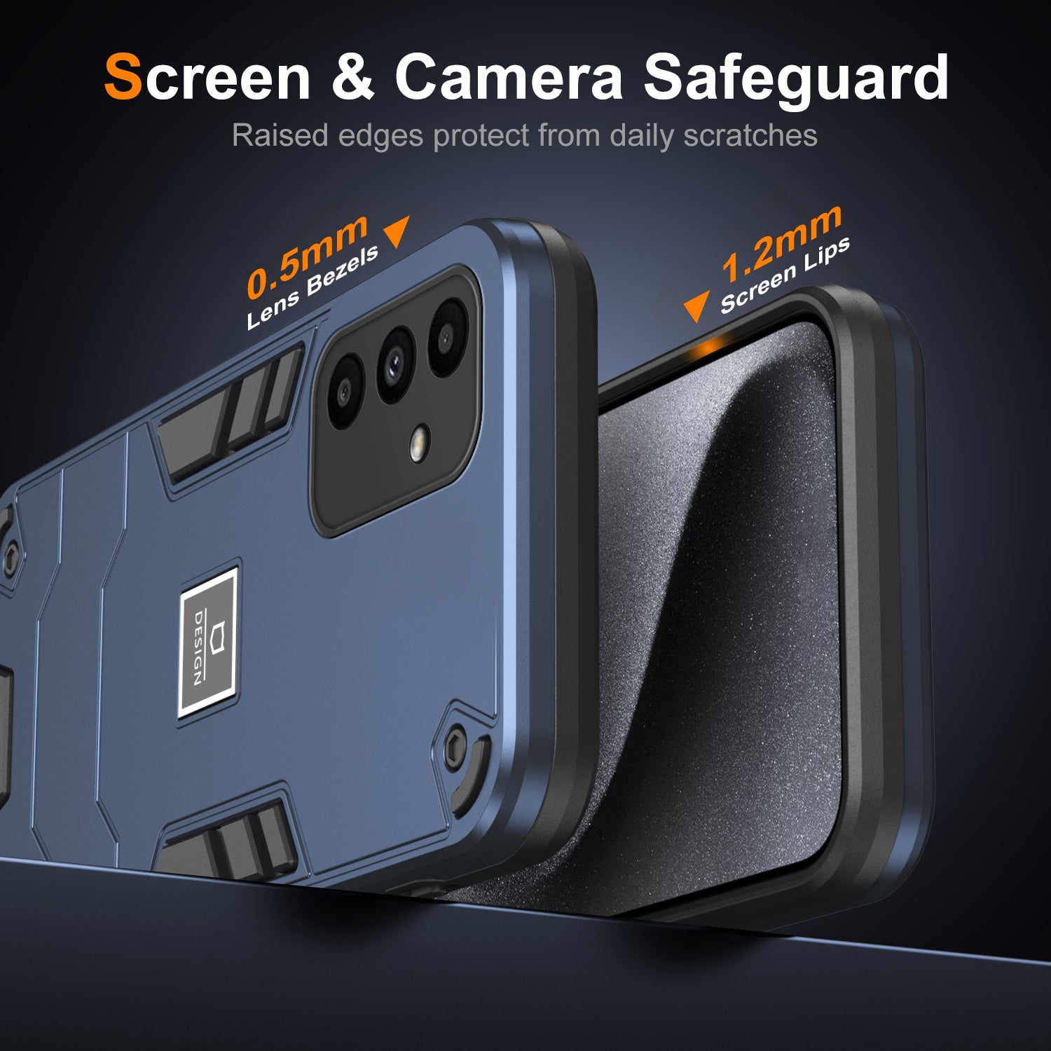 For Samsung Galaxy A15 5G Phone Case Drop Protection Dual Layer PC+TPU - Navy Blue