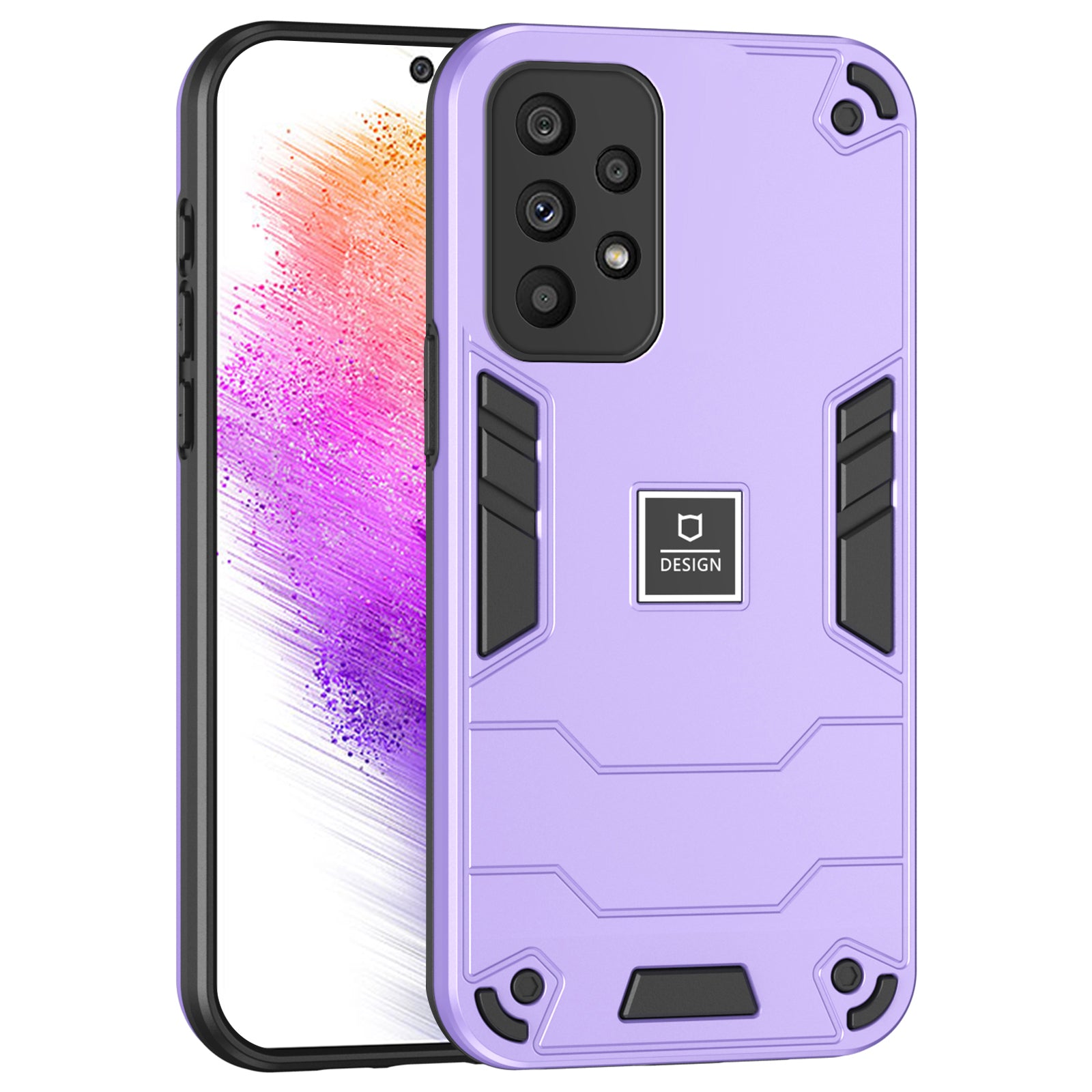 For Samsung Galaxy A73 5G Protective Case Hard PC Soft TPU Phone Cover 2-in-1 Hybrid - Purple