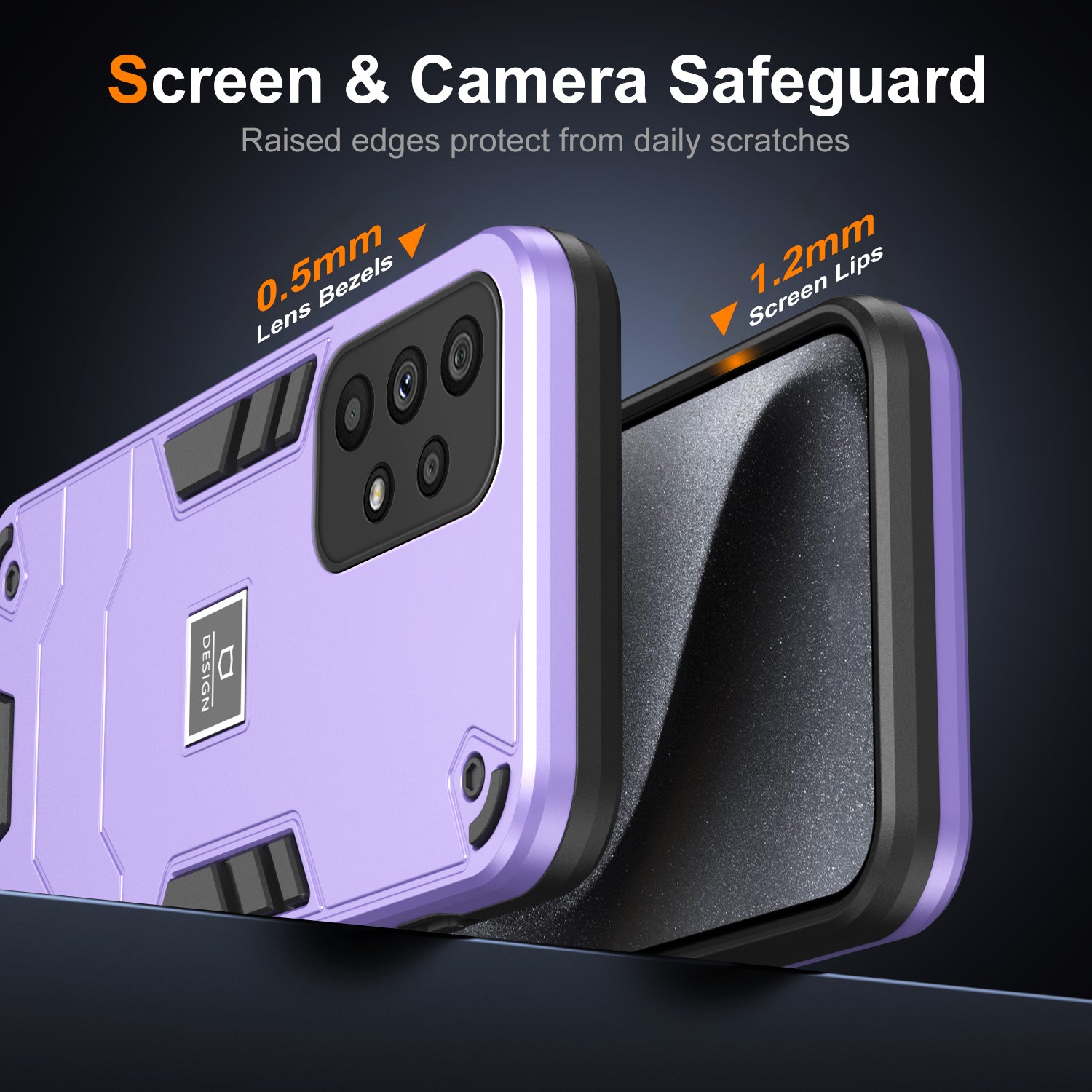 For Samsung Galaxy A73 5G Protective Case Hard PC Soft TPU Phone Cover 2-in-1 Hybrid - Purple