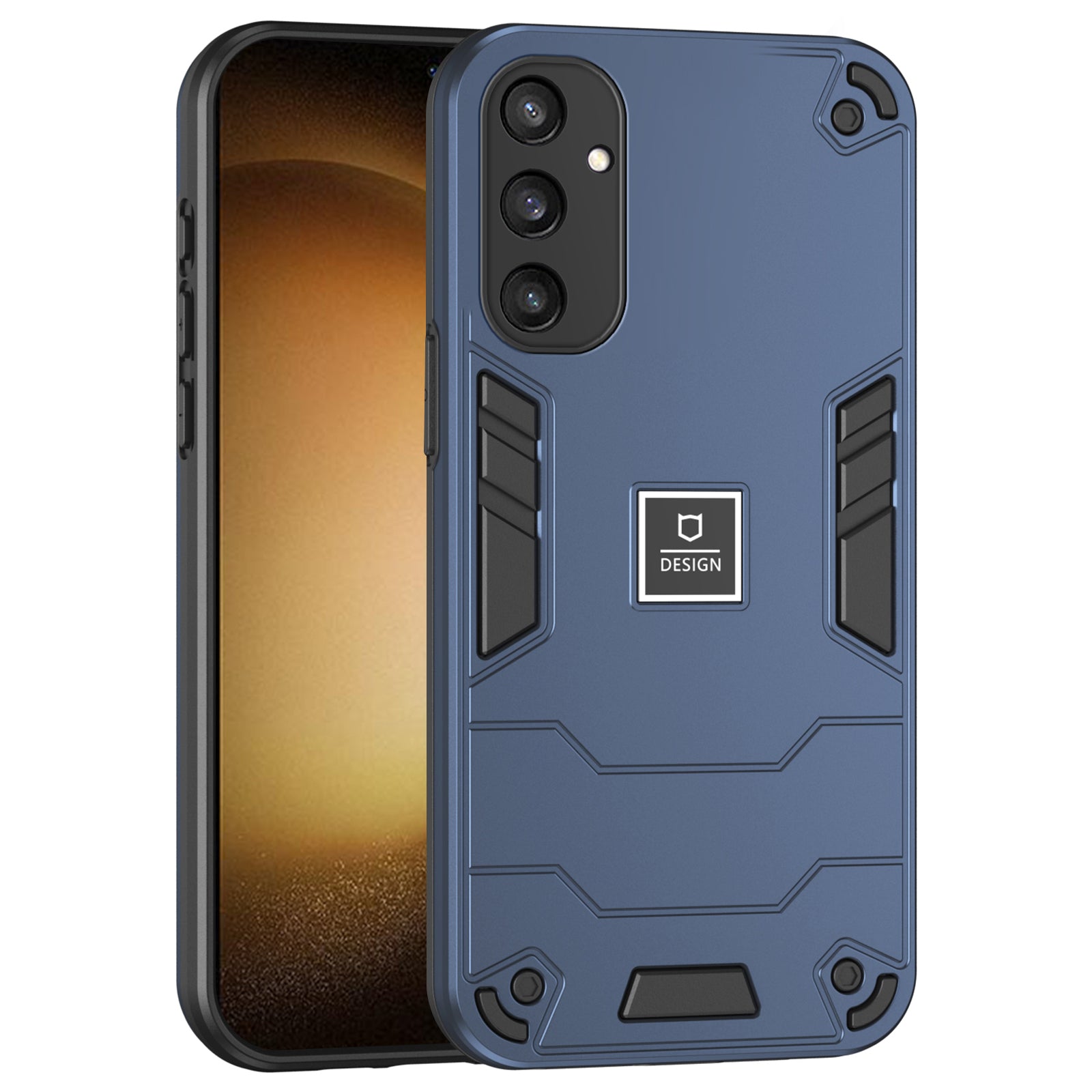 For Samsung Galaxy S24+ Phone Case Dual Layer Hard PC Soft TPU Protective Cover - Navy Blue