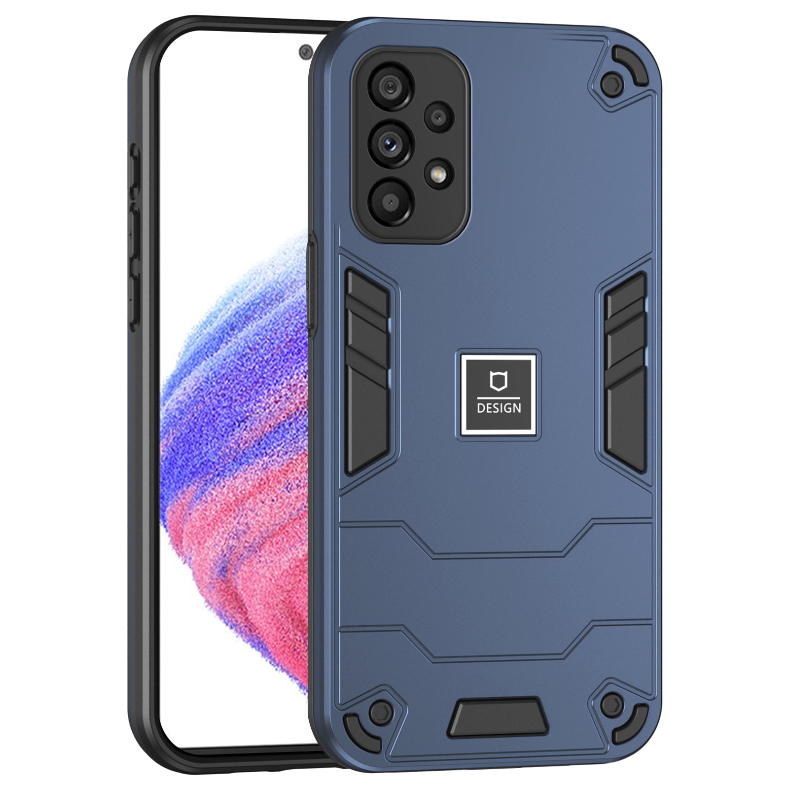 For Samsung Galaxy A53 5G Phone Case TPU+PC 2-in-1 Armor Shockproof Cover - Navy Blue