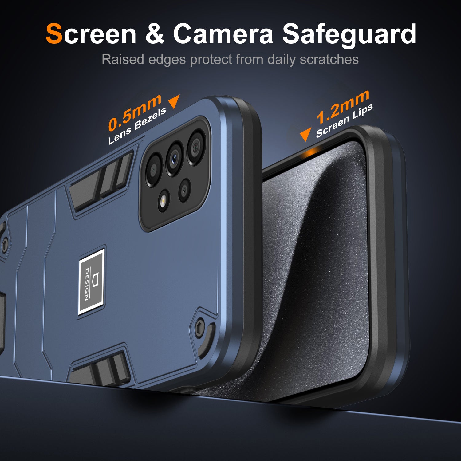 For Samsung Galaxy A53 5G Phone Case TPU+PC 2-in-1 Armor Shockproof Cover - Navy Blue