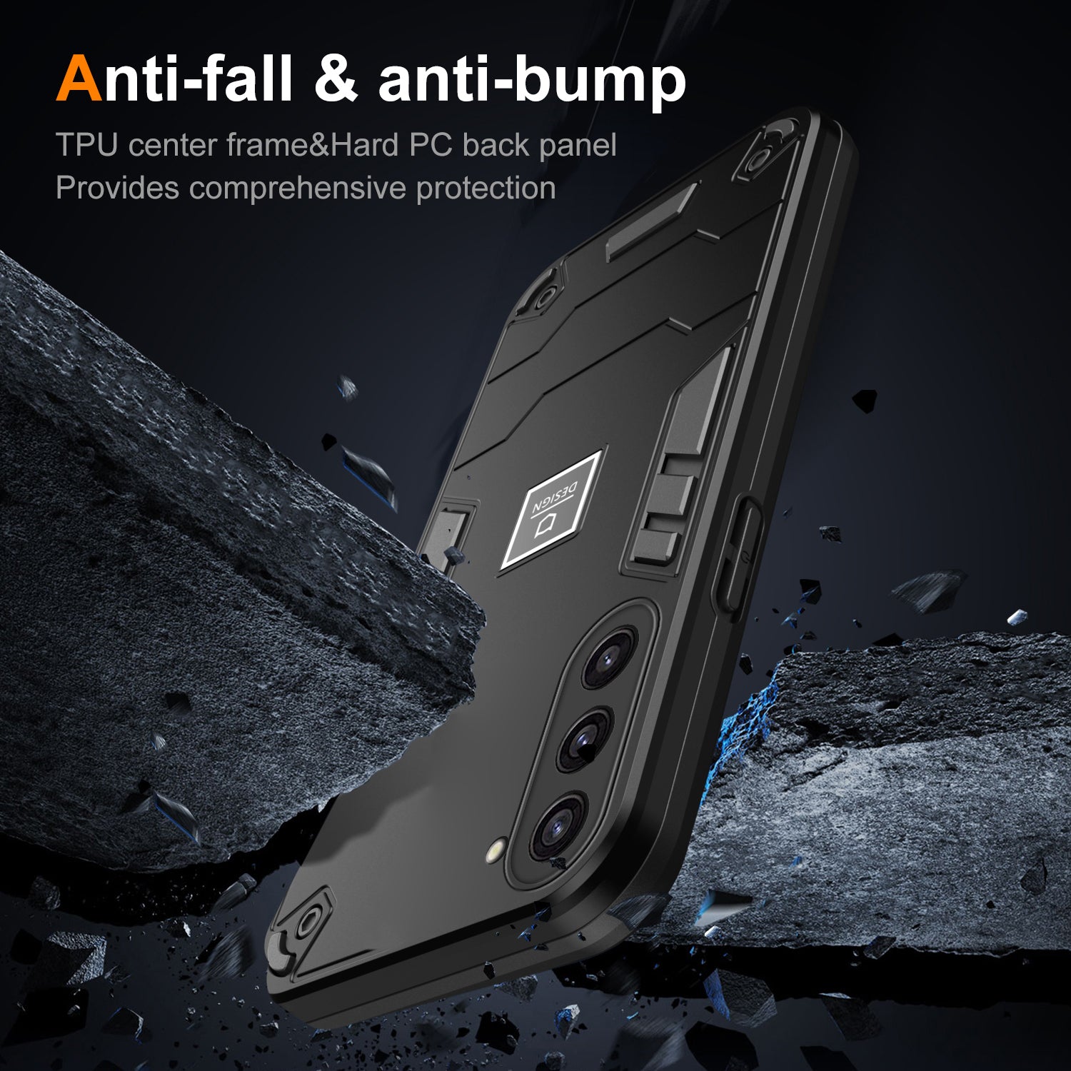 For Samsung Galaxy S23+ Phone Case Hybrid Hard PC + Soft TPU Shockproof Cover - Black